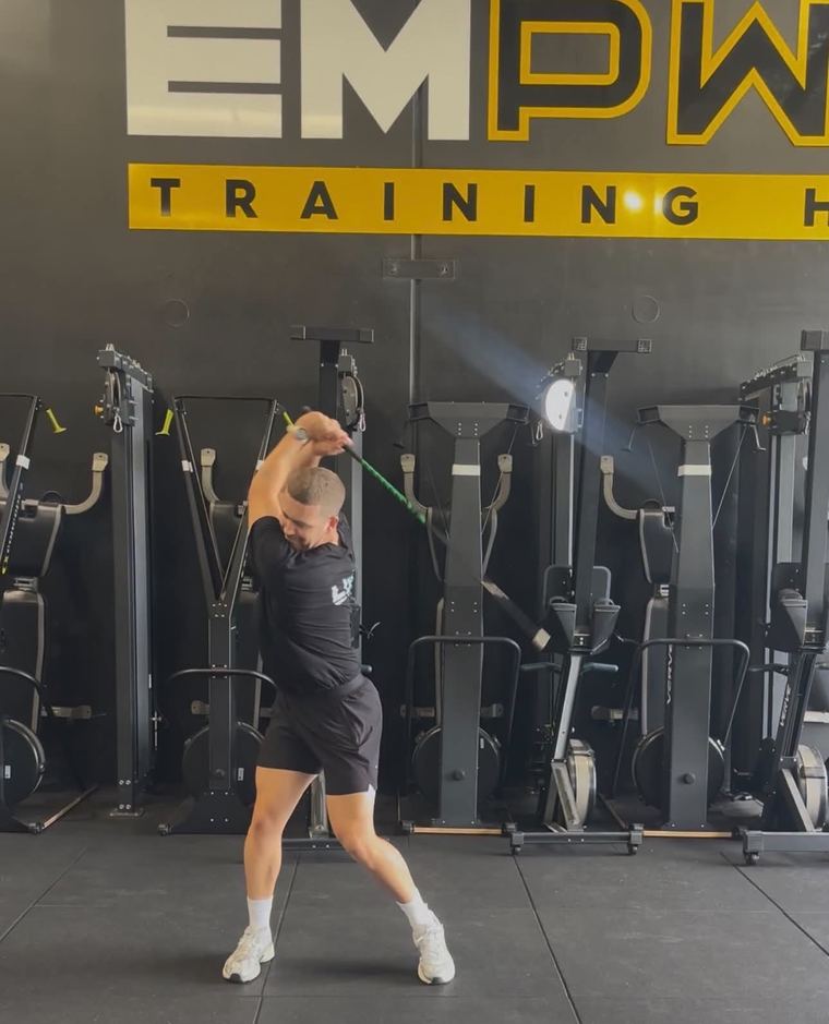 Cable golf swing drill, loading the backswing under resistance